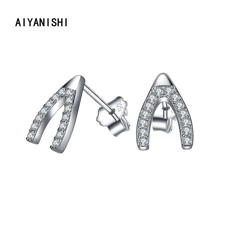 925 Silver Geometric Stud Earrings for Women Wedding Party