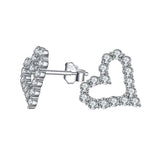 925 Silver Stud Earrings Hallow Heart Studs for Women Wedding Party
