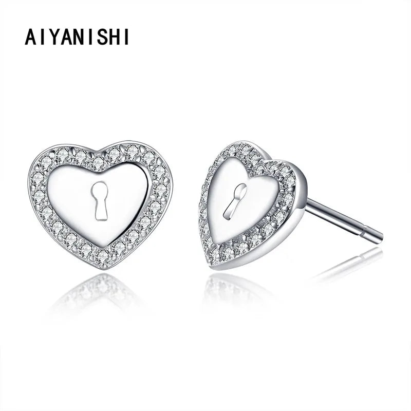 925 Sterling Silver Stud Earrings Hearts Silver Stud Earrings for Women