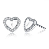 925 Sterling Silver Stud Earrings Hearts Silver Stud Earrings for Women