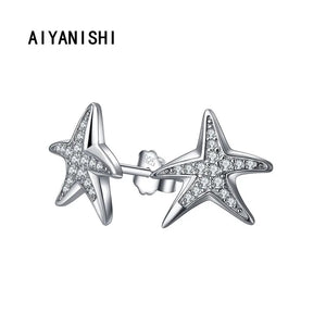 925 Silver Starfish Stud Earrings Wedding Engagement Party