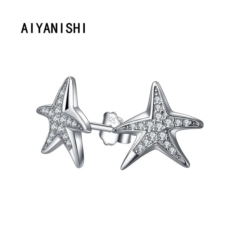925 Silver Starfish Stud Earrings Wedding Engagement Party