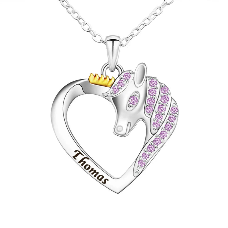 Unicorn Name Charm Necklace for Women Jewelry Gift
