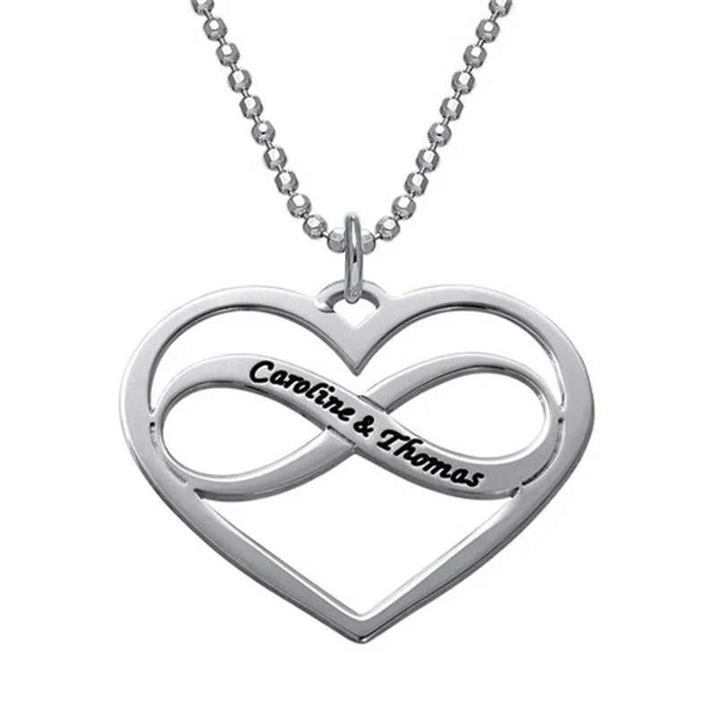 925 Silver Personalized Name Necklaces Infinite Hearts Necklace
