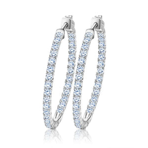 925 Silver Big Hoop Earrings Sona Diamond Minimal