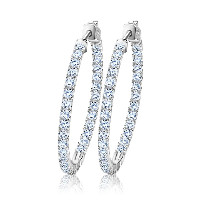 925 Silver Big Hoop Earrings Sona Diamond Minimal