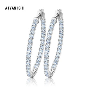 925 Silver Big Hoop Earrings Sona Diamond Minimal