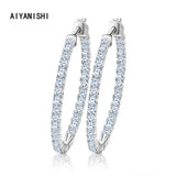 925 Silver Big Hoop Earrings Sona Diamond Minimal