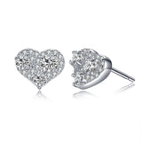 925 Silver Stud Earring Heart Shape Women Wedding Engagement