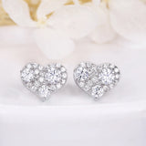 925 Silver Stud Earring Heart Shape Women Wedding Engagement