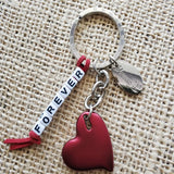Personalised Name Letter Red Heart Keychain, Xmas Gift