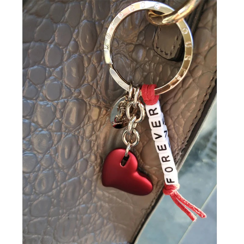 Personalised Name Letter Red Heart Keychain, Xmas Gift