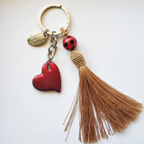 Personalised Name Letter Red Heart Keychain, Xmas Gift