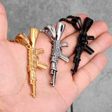 AK47 Gun Long Men Necklaces Pendants Chain Punk Boyfriend Male Stainless