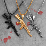 AK47 Gun Long Men Necklaces Pendants Chain Punk Boyfriend Male Stainless