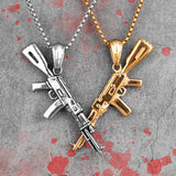 AK47 Gun Long Men Necklaces Pendants Chain Punk Boyfriend Male Stainless