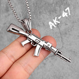 AK47 Gun Long Men Necklaces Pendants Chain Punk Boyfriend Male Stainless