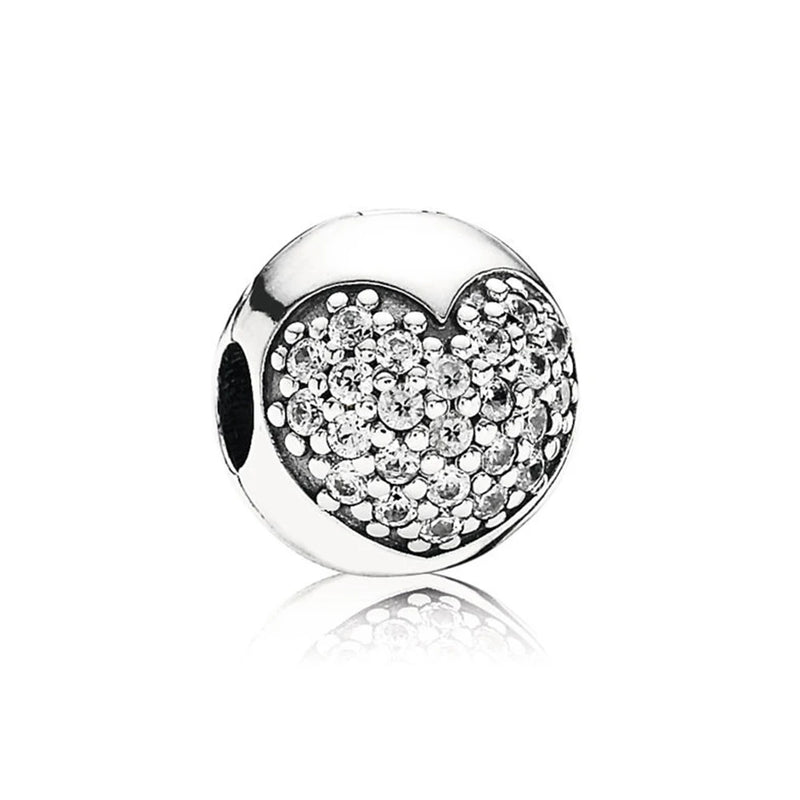 AK5 Heart Charms Safety Buckle Bead Charm 925 Sterling Silver