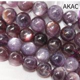 Natural Purple Lepidolite 10-11mm Bracelet Beads