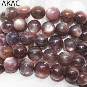 100% Natural Coffee Purple Lepidolite Bracelet Beads 13-14mm