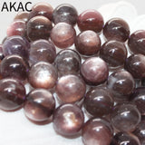100% Natural Coffee Purple Lepidolite Bracelet Beads 13-14mm