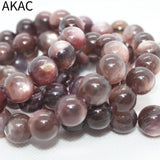 100% Natural Coffee Purple Lepidolite Bracelet Beads 13-14mm
