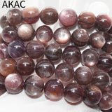 100% Natural Coffee Purple Lepidolite Bracelet Beads 13-14mm