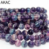 Natural A+ Colorful Purple Fluorite Bracelet 8-8.5mm 22 Beads