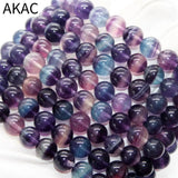 Natural A+ Colorful Purple Fluorite Bracelet 8-8.5mm 22 Beads