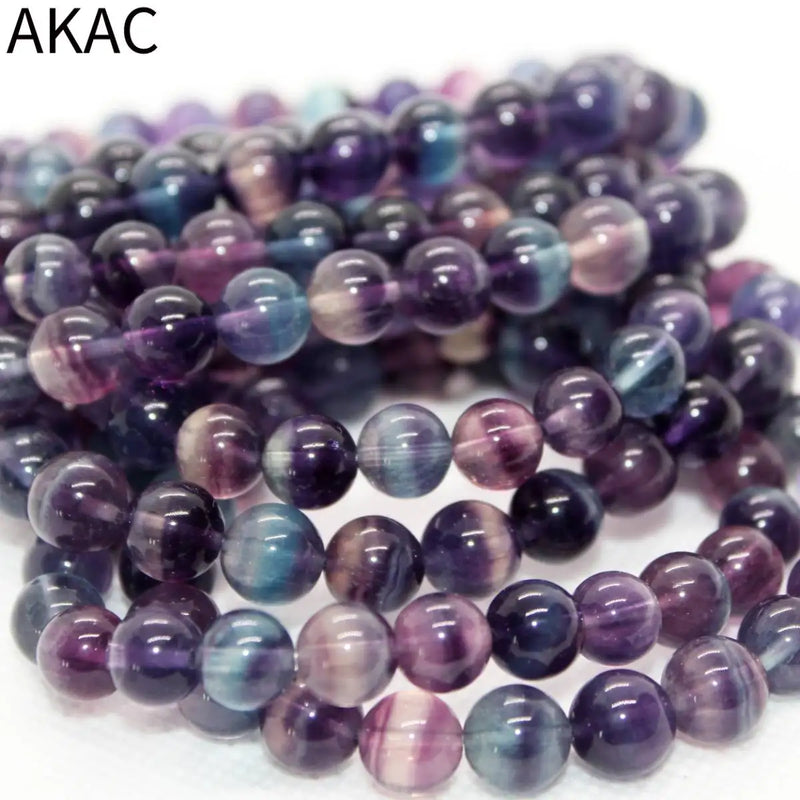 Natural A+ Colorful Purple Fluorite Bracelet 8-8.5mm 22 Beads