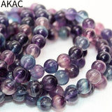 Natural A+ Colorful Purple Fluorite Bracelet 8-8.5mm 22 Beads