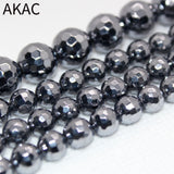Terahertz Faceted Round Loose Beads 6-10mm Healing Stone