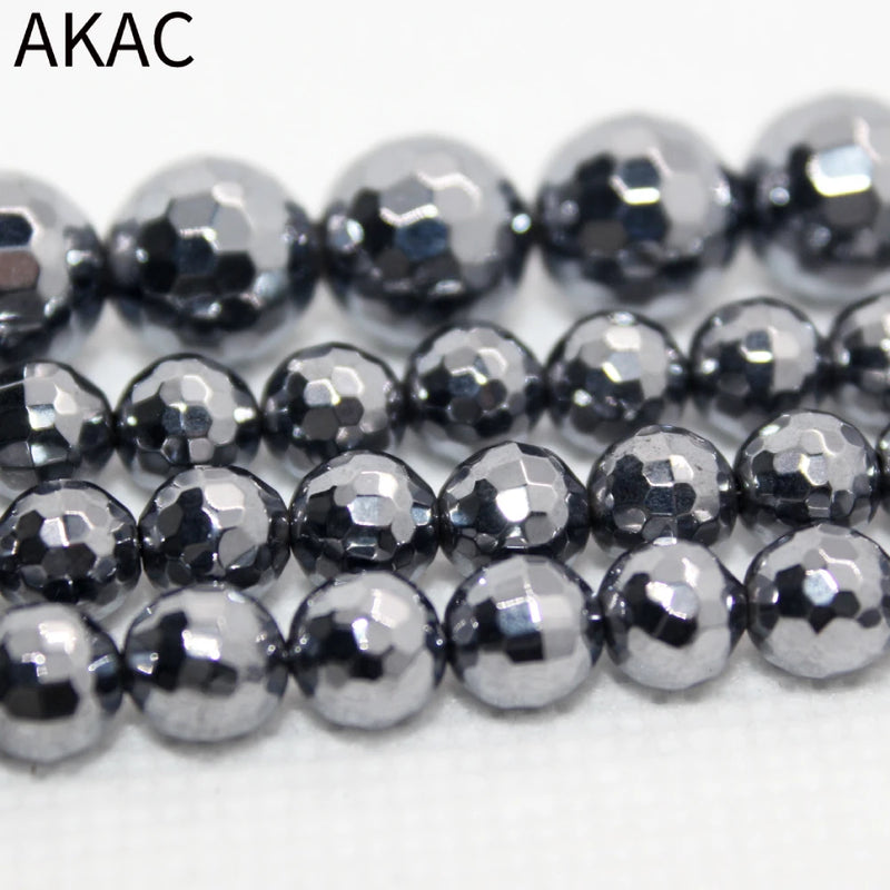 Terahertz Faceted Round Loose Beads 6-10mm Healing Stone
