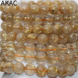 Natural Golden Rutile Quartz Bracelet A+ Quality 9-9.8mm 20-21 Beads