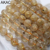 Natural Golden Rutile Quartz Bracelet A+ Quality 9-9.8mm 20-21 Beads