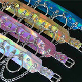 AKYZO Sexy Laser Leather Bondage Collar Choker Necklace