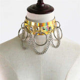 AKYZO Sexy Laser Leather Bondage Collar Choker Necklace
