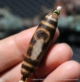 Tibetan Agate Double Heaven&Earth dZi Bead Pendant Talisman