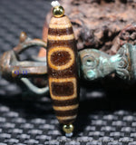 Tibetan Agate Double Heaven&Earth dZi Bead Pendant Talisman