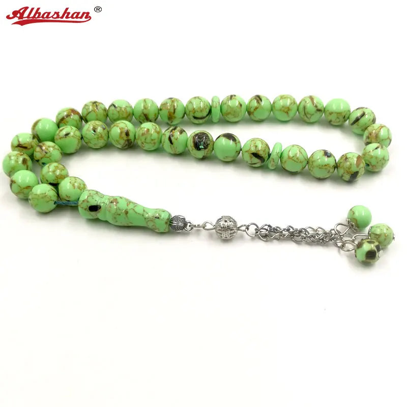 Green Shell Tasbih Gemstone Islamic Bracelet 33 45 66 99 Rosary Bracelet