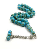 Islamic Rosary Beads 33 45 66 99 Muslim Shell Set Stone Green Beads Tasbih