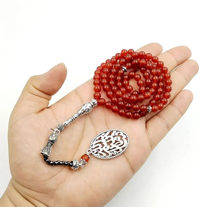 Natural Red Agate Stone 99 Beads 6mm Pocket Prayer Beads Muslim Bracelet