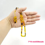 Yellow Resin Tasbih 33 Prayer Beads Arabic Bracelet Muslim Misbaha