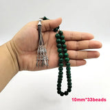 ALIBASHAN Green Malachite Muslim Prayer Beads Islamic Misbaha Gift
