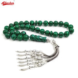 ALIBASHAN Green Malachite Muslim Prayer Beads Islamic Misbaha Gift