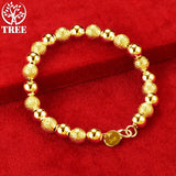 24K Yellow Matte Smooth Beads Bracelets, Party Wedding Jewelry