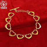 925 Silver Heart Chain Bracelet for Women Wedding Party Jewelry