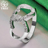 925 Silver Double Heart Zircon Crystal Ring For Women Party Jewelry