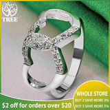 925 Silver Double Heart Zircon Crystal Ring For Women Party Jewelry
