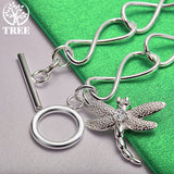 925 Silver Dragonfly Zircon Bracelet Crystal Hand Chain Wedding Jewelry
